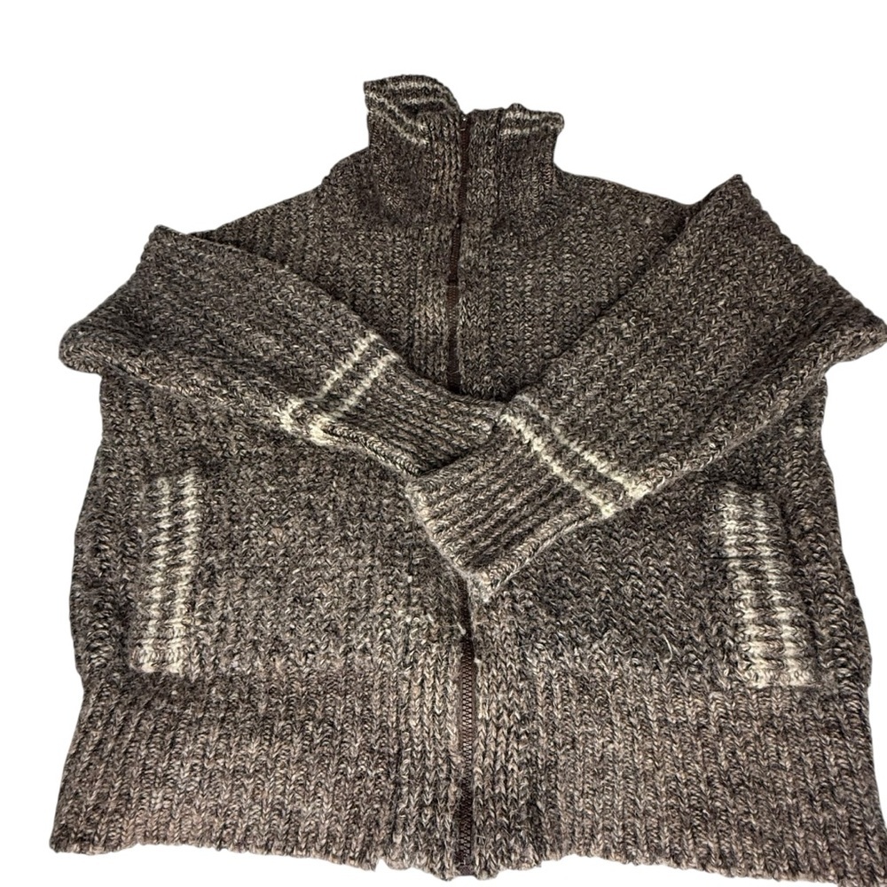 Saint Pierre Lambswool Mohair Full Zip Chunky Knit Cardigan Sweater Made Italy